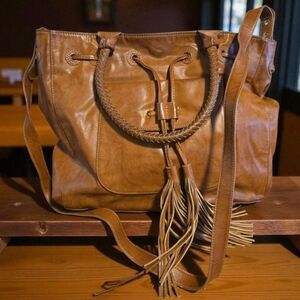 Big Buddha Tan Hobo Bag with Tassel